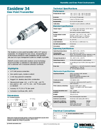 Thumbnail of document Data Sheet - EA34-TX Easidew 34 Dew-Point Transmitter